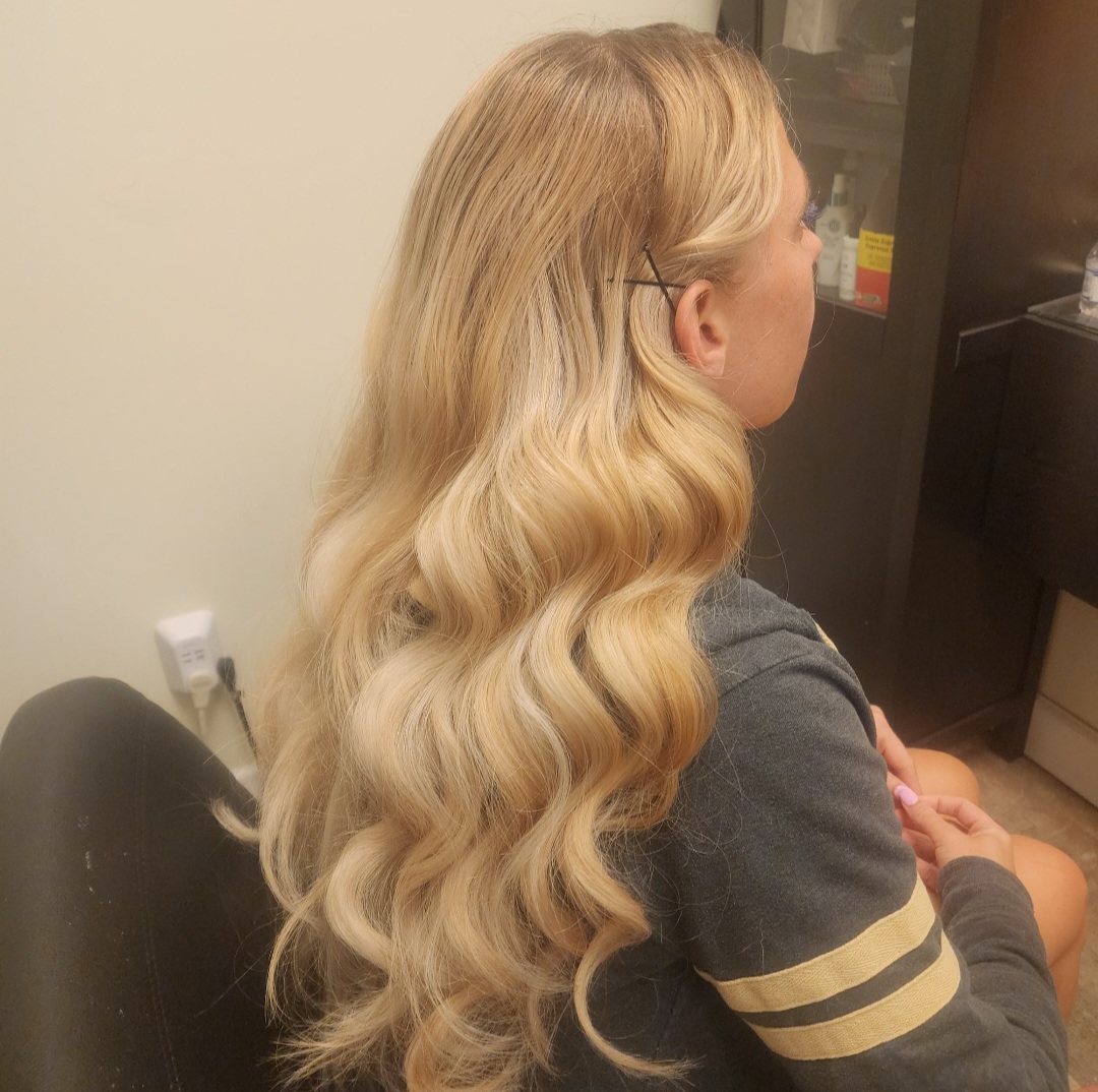 Blonde balayage waves at Crown Hair Studio Orlando