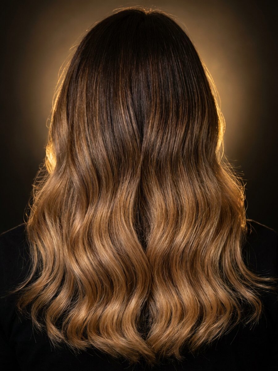Seamless blended balayage and ombré hair color at The Crown Hair Studio in Orlando, FL
