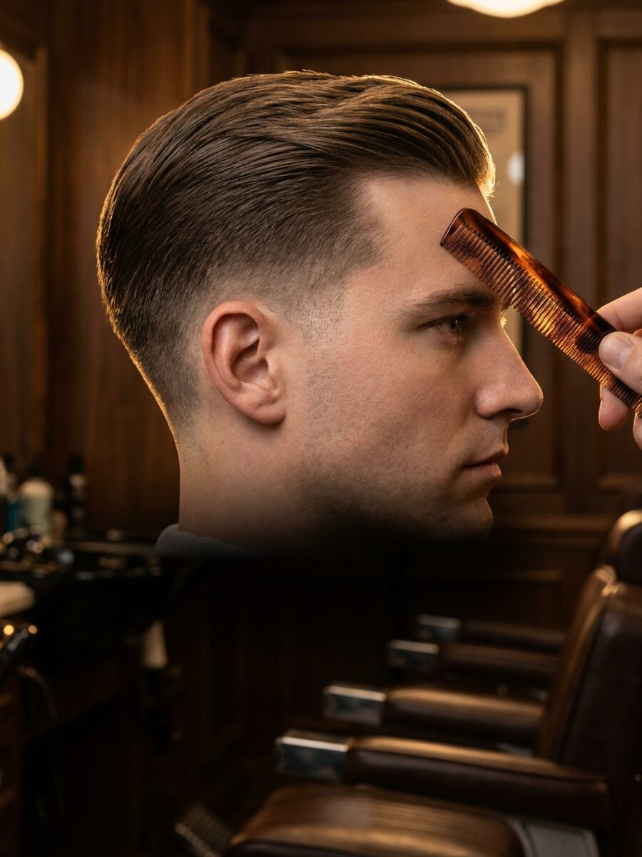 Men's classic tapered haircut at The Crown Hair Studio in Orlando, FL