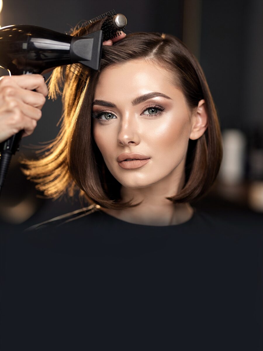 Women's hair styling and blowout at The Crown Hair Studio